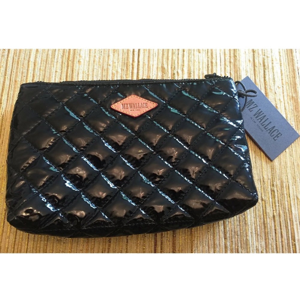 NWOT MZ Wallace black lacquer savoy flat pouch